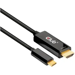 Club 3D HDMI (Typ A) — USB Typ C (1.80 m), Videokabel, Schwarz