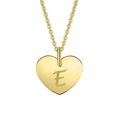 Kette mit Anhänger ONE ELEMENT "Herz mit Gravur E Buchstaben Anhänger aus 333 Gelbgold", gold, Halsketten, Damen, Gelbgold 333 Gold, Gelbgold 333, Gold, Ein Geschenk von Herzen – zart, elegant & voller Symbolik