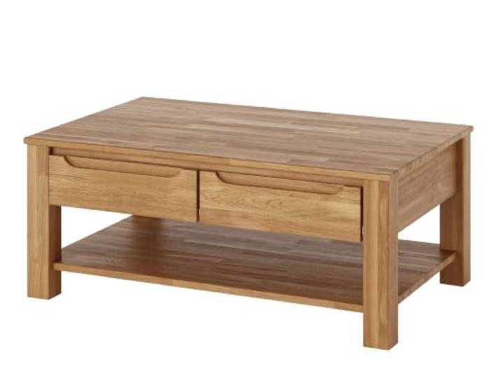 EDELHOLZ Couchtisch Eiche Massivholz 110x70 cm mit 2 Schubladen