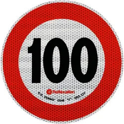 Reflektierender Aufkleber LAMP Geschwindigkeitsbegrenzung 100 km/h Schild B-33