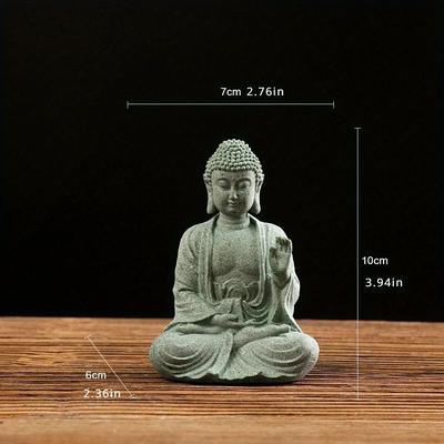 Inspired Living Zen Serenity Mini Buddha Aquarium Statue Green Sandstone Zen Fish Tank Decor fearless