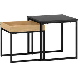 2ER-SET Couchtisch, Eckiger Beistelltisch, Kaffeetisch mit Stahlgestell bis 30kg