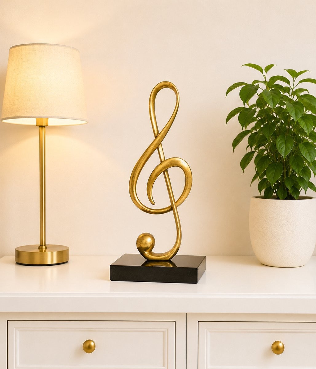 Bronzartes Brons beeld Muzieksleutel Hoogte: 23 cm