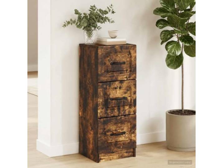 KGHFDVB Schubladenschrank Geräucherte Eiche 33 x 34,5 x 87 cm Holzwerkstoff, Mehrere Schubladen, Bogenöffnungen, Platzsparendes Design