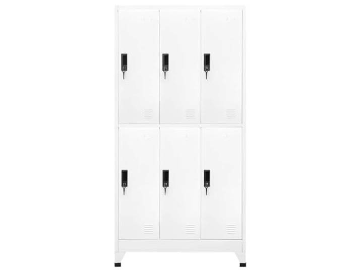 KLGBNCVE Schließfachschrank Weiß 90x45x180 cm Stahl Spindschrank, Aufbewahrungsschrank, Stahl, Kleiderbügel, abschließbare Tür, Belüftungsöffnungen, Namensschildhalter, viel