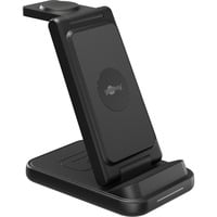 Kabelloses 3in1-Ladegerät, 15 W, Ladestation schwarz