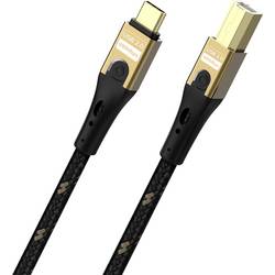 Oehlbach USB-C® Kabel USB 2.0 USB-C®, USB-B Stecker 3 m Schwarz/Gold Geflechtschirm D1C9549
