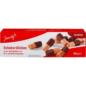 JedenTag Waffeln Schoko-Röllchen, Zartbitter, mit Schokolade, 125 g