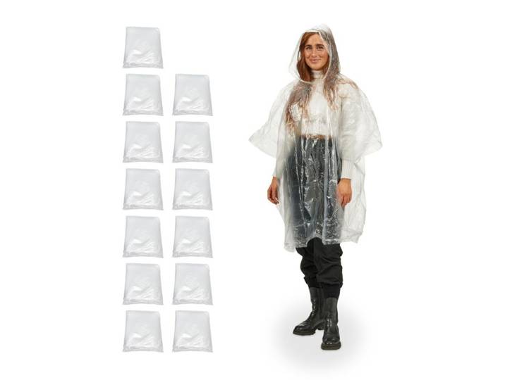 Relaxdays Einweg Regenponcho 13er Set