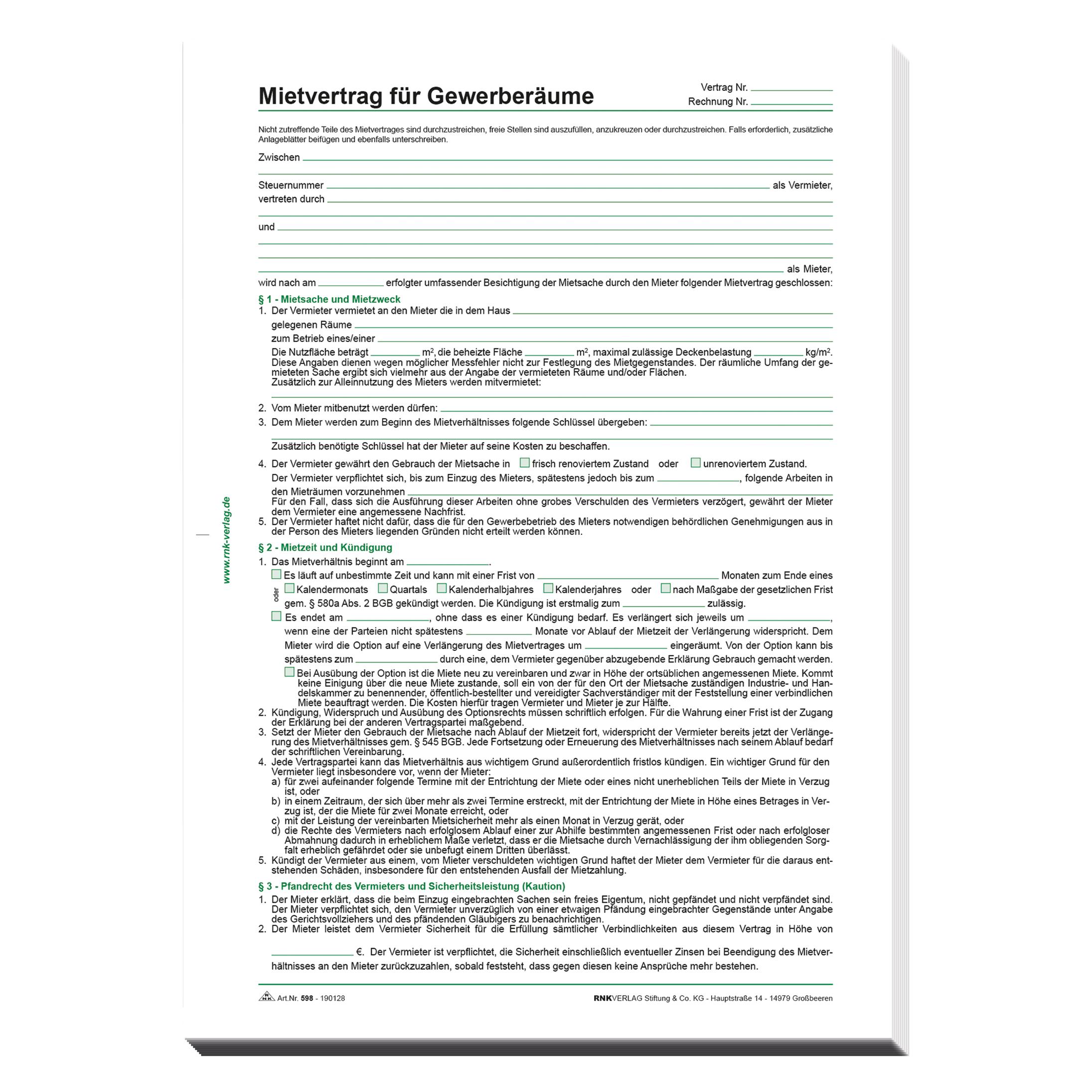 Rnk 10 RNK-Verlag 598/10 Mietverträge für Gewerberäume (598/10)