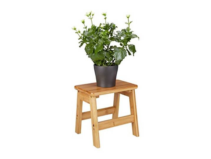 Relaxdays Tabouret Repose-Pieds Bambou Rustico Table Console Bois guéridon Petit Tabouret Enfant HxlxP: 27 x 29 x 24 cm\, Nature