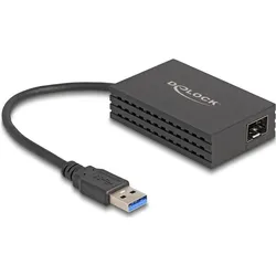 Delock USB Typ-A Adapter zu 1 x SFP Gigabit LAN (USB, SFP (1x)), Netzwerk Adapter, Schwarz