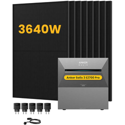 Anker SOLIX Solarbank 3 E2700 Pro Solaranlage, mit 8 x 455W Bifazialen Solarmodulen, by Powerness - 5.4kWh / 5 x Smart Plug / Standardversand