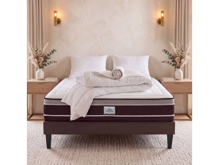 Pack Divin 180x200 cm Matelas Ressorts + Sommier Bois + Accessoires