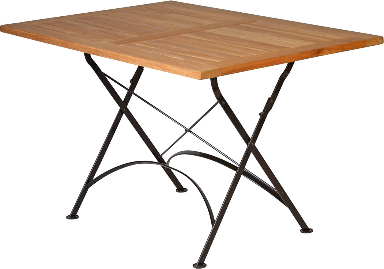 Klapptisch Premium Teak Falttisch 120 x 80 cm als wetterfester Balkontisch rostfreier und langlebiger Teak Eisen Gartentisch