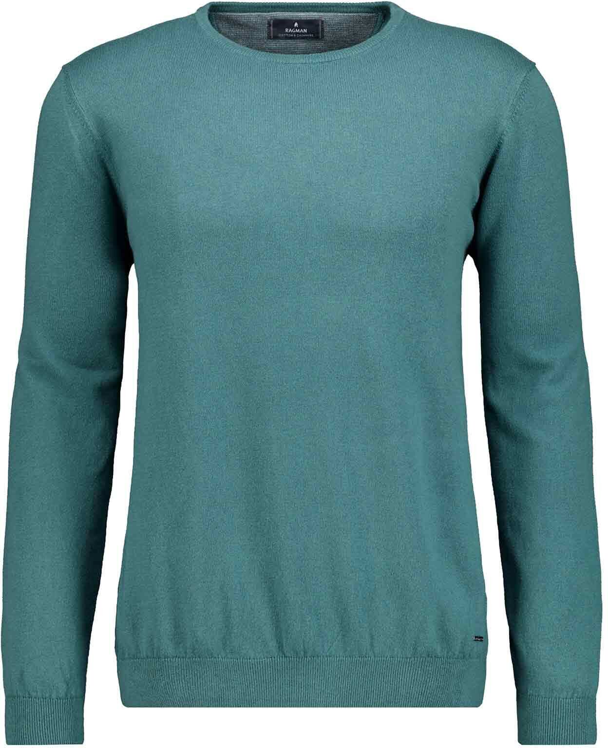 Rundhalspullover RAGMAN, Herren, Gr. 56, grün, 382, Strick, 95% Baumwolle, 5% Kaschmir, Rundhals, Pullover Rundhalspullover grün, 382 56