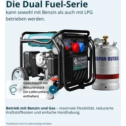 "Könner & Söhnen" Inverter-Generator KS 8100iEG 1/3 - 8kW Nennleistung (230/400V ohne Umschaltverluste abrufbar) - Benzin-/Gasmotor