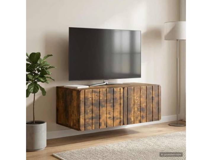 GKMBCVDFR Wandmontierter TV-Schrank 78,5 x 41 x 30 cm Raucheiche Holzwerkstoff, schwenkbare Türen, minimalistische Optik, Bodenfreiheit, feucht abwischbar