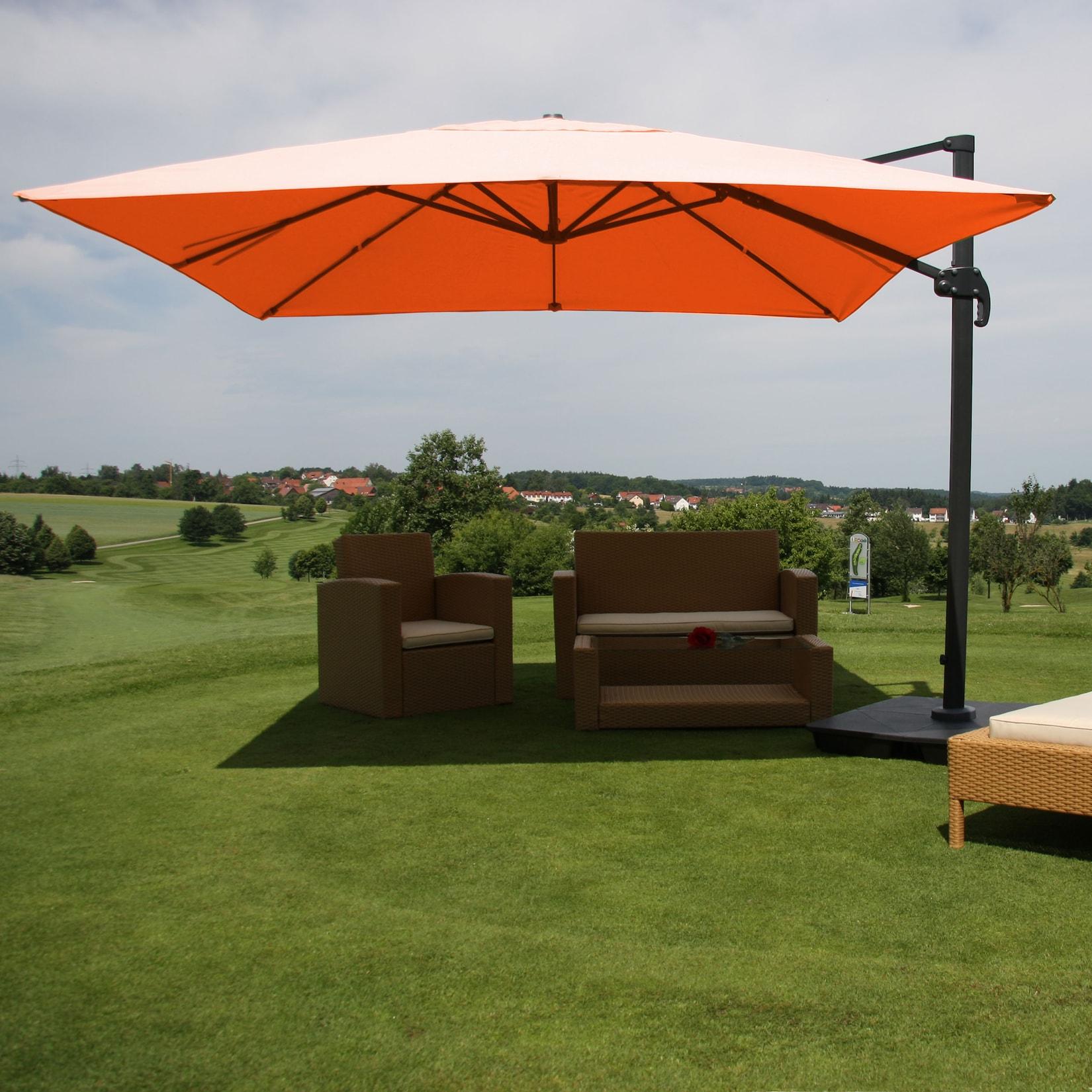Ampelschirm MCW-A96, Gastronomie Sonnenschirm, 3x3m (Ø4,24m) Polyester/Alu 23kg ~ terracotta ohne Ständer