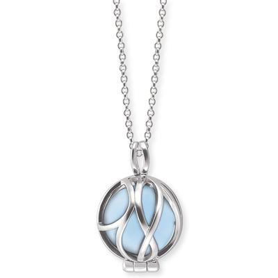 Kette mit Anhänger ENGELSRUFER "Powerful Stone Blauer Achat" Gr. XS, silber (silberfarben, hellblau), Halsketten, Damen, XS, Silber 925 (Sterlingsilber), L: 50, mit Achat