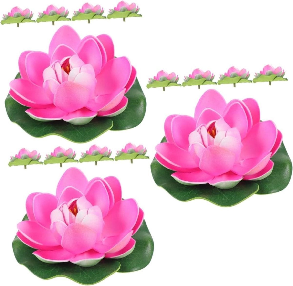 Set van 15 realistische kunst lotusbloemen voor vijverdecoratie - Roze