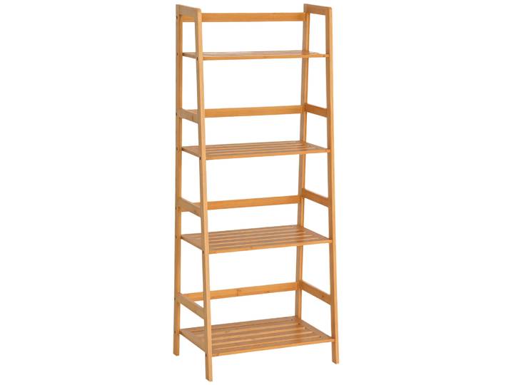 Homcom Étagère en bambou 4 niveaux Échelle de salle de bain Étagère Bibliothèque Organisateur Étagère à chaussures 48X30X119Cm