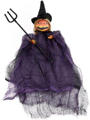 Snug & Styled Halloween Pumpkin Ghost Hanging Doll Decoration For Haunted House Parties purple