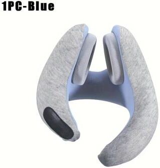 Uplifted Goods 3D Memory Foam Travel Neck Pillow With Ear Covers blue