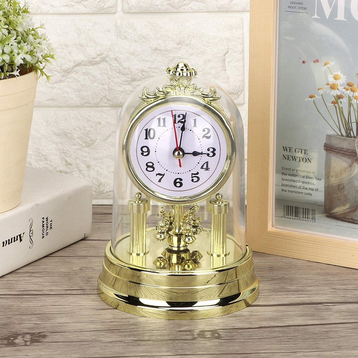 Dailygoody Antieke Tafelklok - Goud - Analoog en Stil - Ronde Klok voor Woonkamer of Slaapkamer