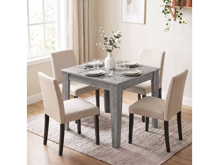 HOMCOM Table Carrée 80x80cm Cuisine 4 Personnes Gris Bois