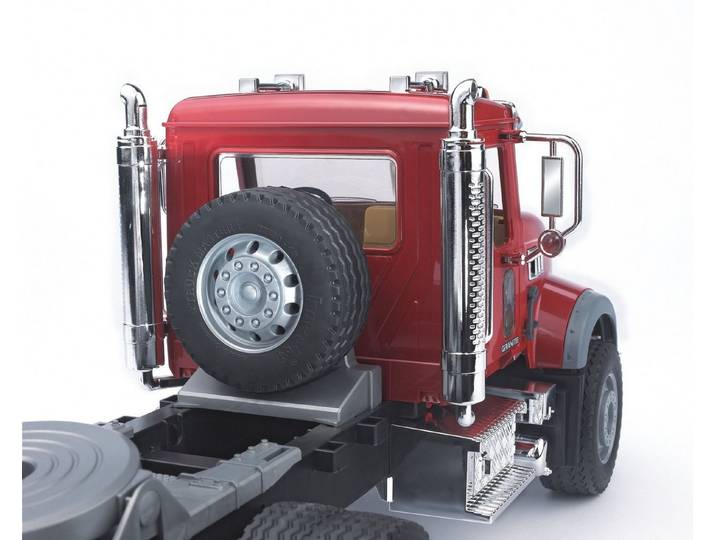 Bruder® Spielzeug-Bagger Lader MACK Granite LKW Tieflader JCB 4CX Baggerlader 02813