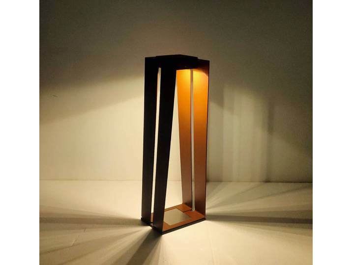 Les Jardins LED-Solarlaterne Skaal mit Sensor, corten, 70 cm Skaal, dimmbar, braun / rost, Aluminium, Laternenform