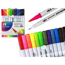Set mit 12 doppelseitigen Markern in verschiedenen Farben in einem Organizer
