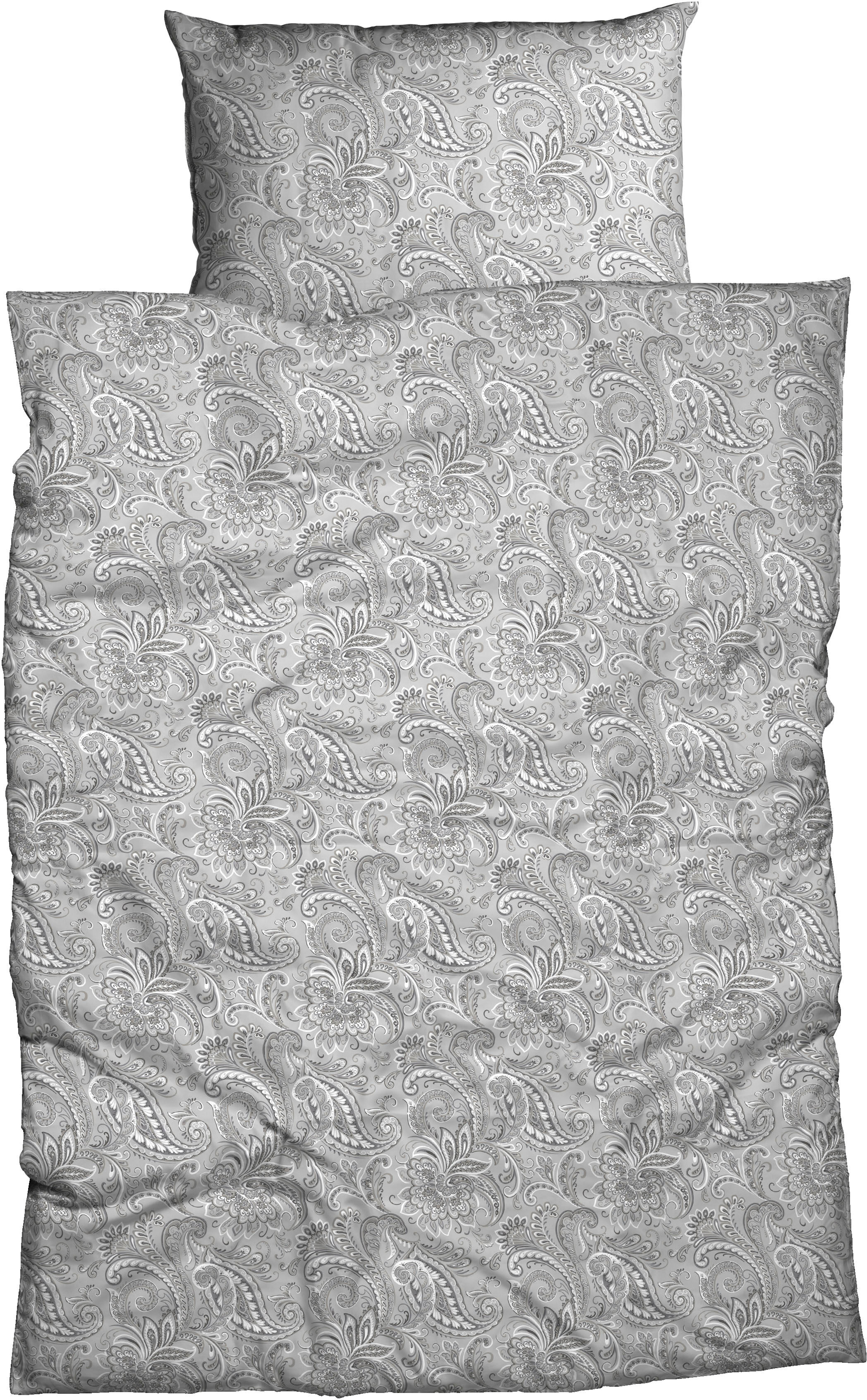 Bettwäsche CASATEX "Lunis", silber, B/L: 135cm x 200cm, 1 Stk., 1 Stk., Renforcé, B/L: 80cm x 80cm, 2 Stk., Renforcé, Obermaterial: 100% Baumwolle, Bettwäsche, Bettwäsche, Paisley Design, frische u. freundliche Farben silber B/L: 135cm x 200cm, 1 Stk., 1 