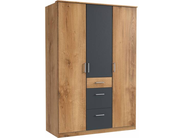 Kleiderschrank WIMEX Click , grau (plankeneichefarben, graphit), B:135cm H:199cm T:58cm, Schränke, Kleiderschrank Drehtürenschrank, ohne Spiegel