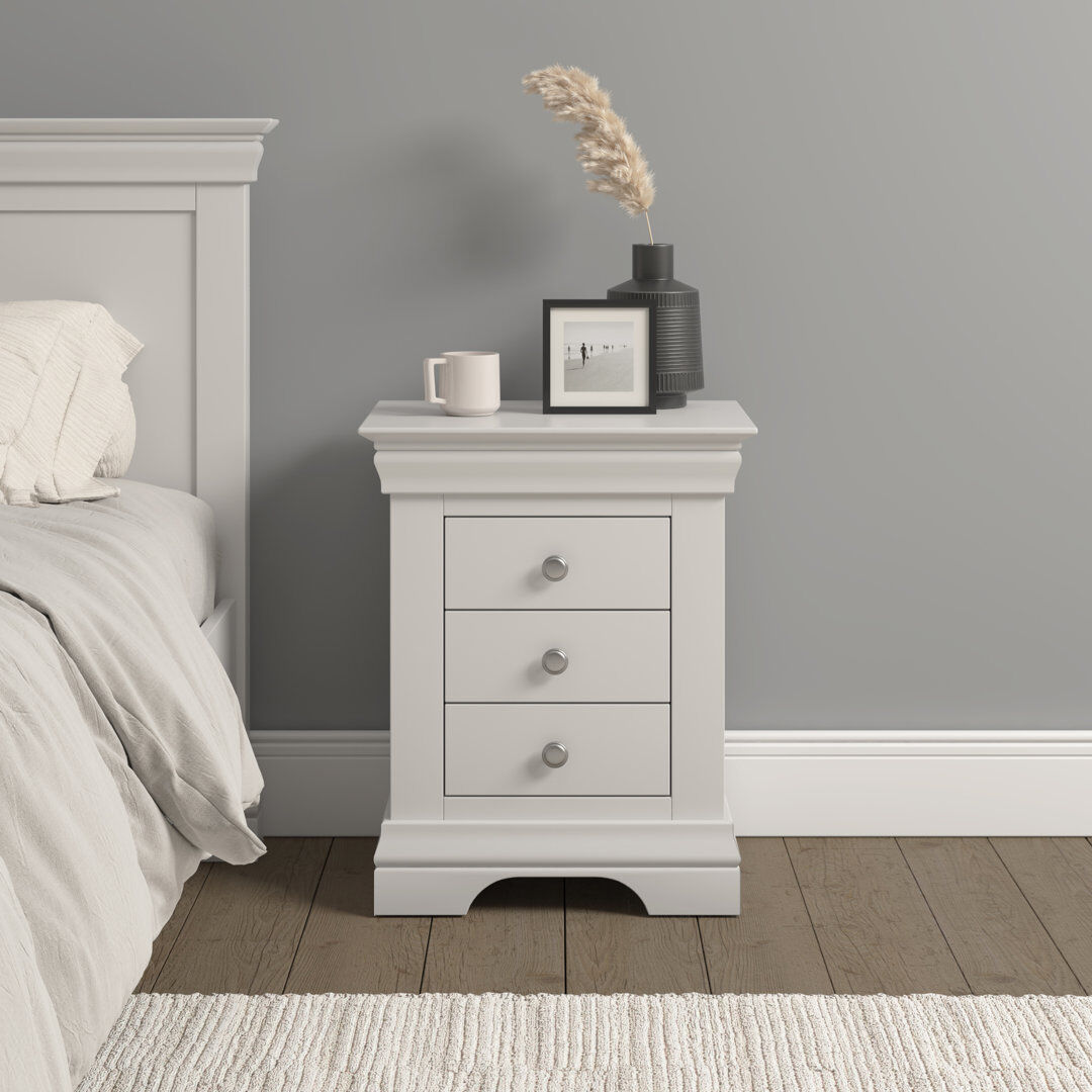 ClassicLiving Adaleya 3 Drawer Bedside Chest Ivory 64cm H X 50cm W X 38cm D