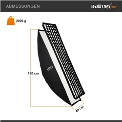 Walimex pro Essential Striplight 40x180 Hensel EH (Softbox), Softbox + Reflektor