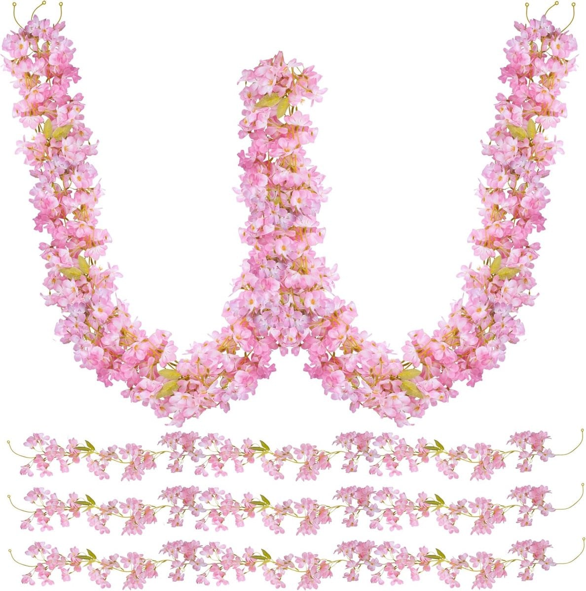 Set van 3 Roze Jasmijn Kunstbloemenkransen voor Decoratie en Bruiloften