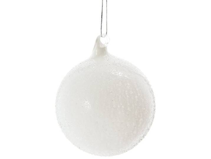 Weihnachtskugel aus Glas, weiß mit Frosteffekt