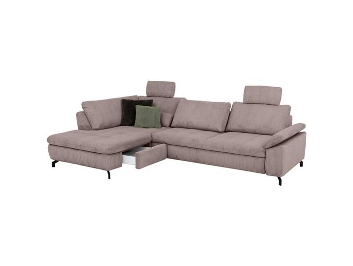 Beldomo Style Ecksofa Sense, Altrosa, Metall, 3-Sitzer, Ottomane links, Eckteil, L-Form, 291x197 cm, Goldenes M, Typenauswahl, Fußauswahl, Stoffauswahl, seitenverkehrt erhältlich, individuell planbar, Wohnzimmer, Sofas & Couches, Wohnlandschaften, Ecksofas