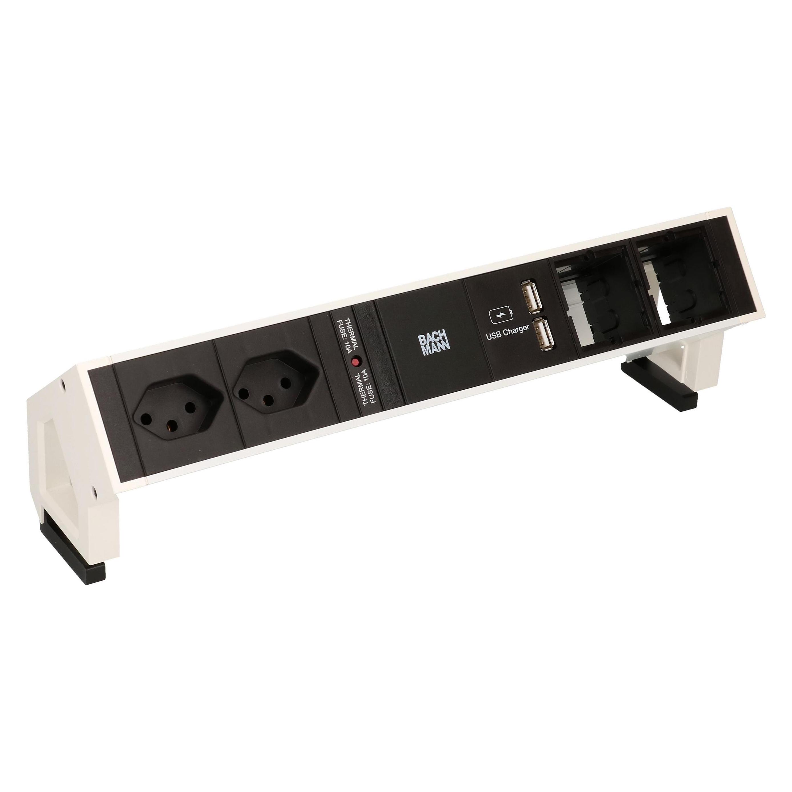 Bachmann Steckdosenleiste DESK 2, 2xT13, 1xCustom, w (2x, Typ 13, USB-A) (902.230)