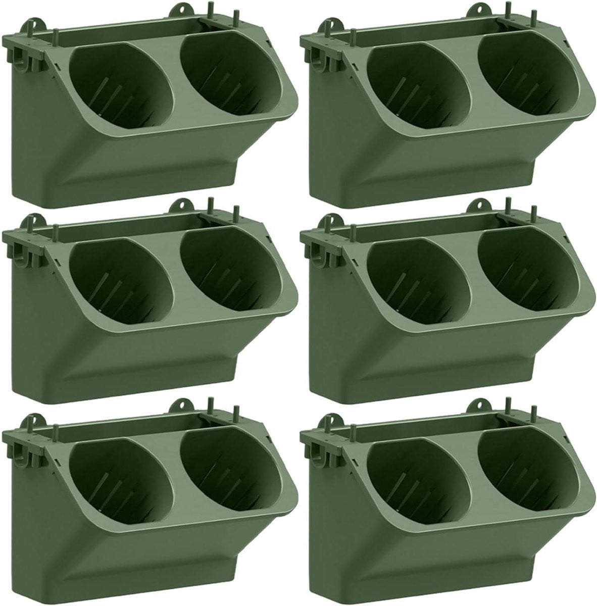 Set van 6 donkergroene zelfwatergevende wandbloempotten voor verticaal tuinieren