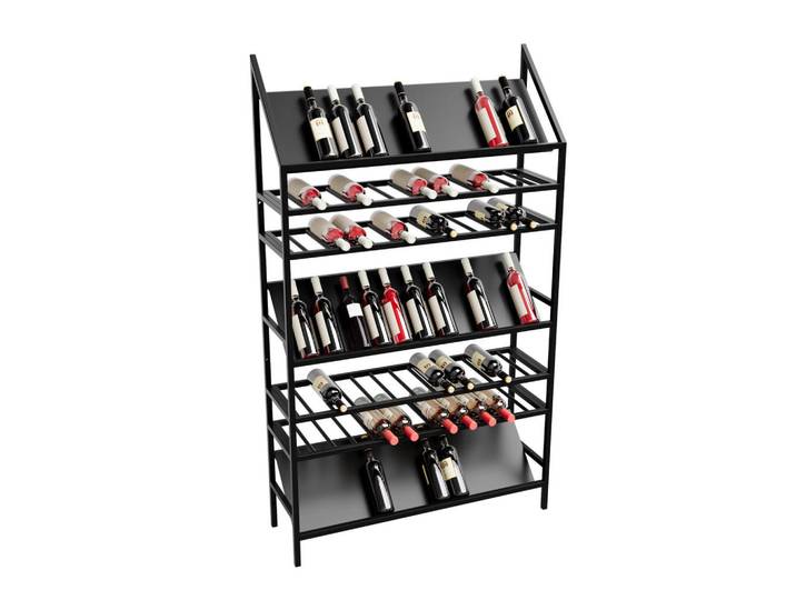 Metalo Pro Weinregal für 91 Flaschen aus Metall, schwarz Alsace, Schwarz, 100x170x30 cm, Weinregale