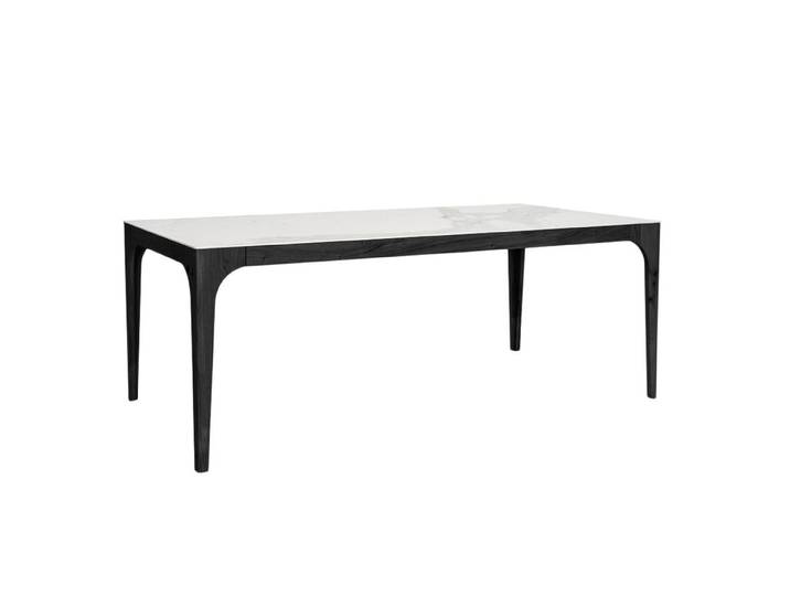COLICO table extensible CARGO 160(210-260)x90 cm (Calacatta or mat - Chêne noir absolu et Grès effet Marbre)