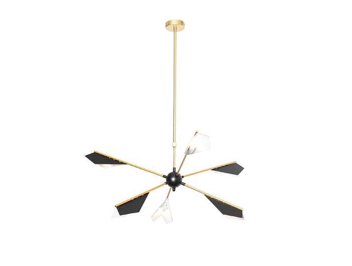 Suspension design noire et dorée 6 lumières - Sinem