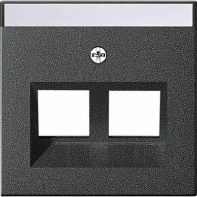 Gira System 55 Zentralplatte, Modular-Jack, 2f, anthrazit, mit Beschriftungsfeld, 264028