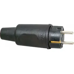 Kopp 179516009 Schutzkontakt-Vollgummistecker, schwere Ausführung, bruchfest, schlagfest, mit Knickschutz, für Kabelquerschnitt bis 3x2,5mm2  - 10 Stück