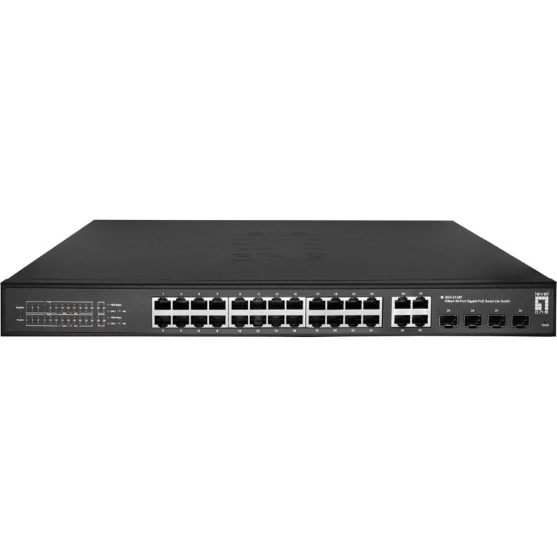 LevelOne Switch 24x GE GES-2128P 4xGSFP 19" 380W 24xPoE+