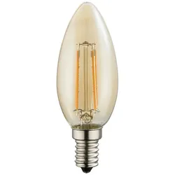 LED Retro Filament Leuchtmittel Vintage Leuchtmittel E14 Kerze Glühbirne, Glas Amber, 4 Watt 350 Lumen 2200 Kelvin warmweiß, DxH 3,5x9,8 cm