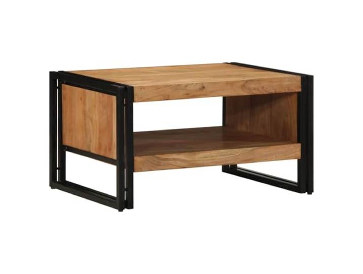 KTHLBRH Couchtisch 70 x 50 x 38 cm Massivholz Akazienholz Gestell aus Eisen, stabile Tischplatte, vielseitig einsetzbar als Beistelltisch oder Beistelltisch, leicht zu reinigen